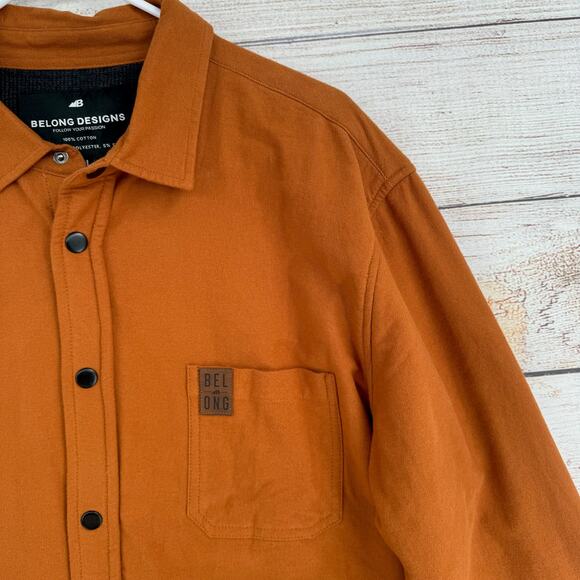 Belong Designs Thermal Lined Snap Down Shirt Mens XXL Rust Brown Orange - Picture 3 of 8
